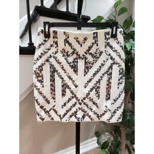 Express Women's White Sequin Lined 100% Polyester Straight & Pencil Skirt PS